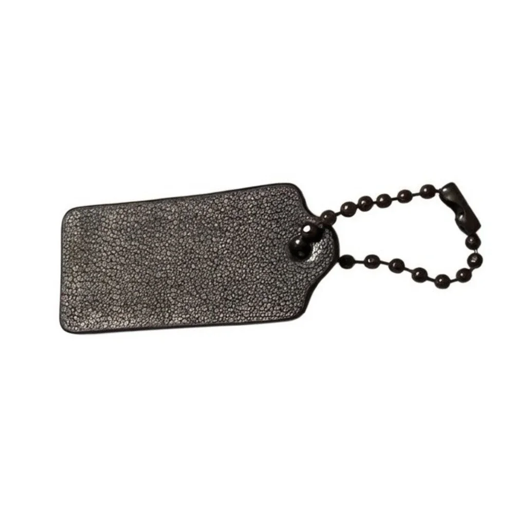 Coach Black Pebbled Leather Hangtag Bag Charm Replacement Gunmetal Ball Chain